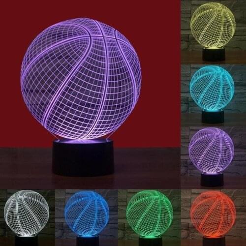 3D Illusion Light Basketball Lamp LED Night Light USB Table Desk Lamp Novel Remote Control Colorful Led Touch Table Lamp