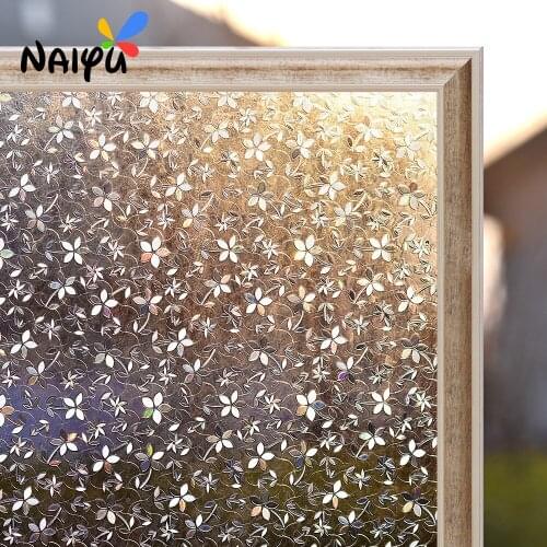 3d Heat Insulation Static Cling Pvc Little Flora Opaque Explosion-proof Glass Films No-glue Living Decorative Window Film