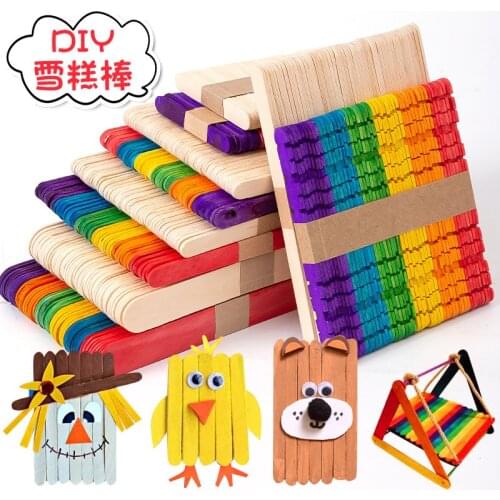 50Pcs/lot Kids DIY Craft Toys Colorful Natural Wood Counting Sticks Montessori Preschool Children Counting Math Educational Toys