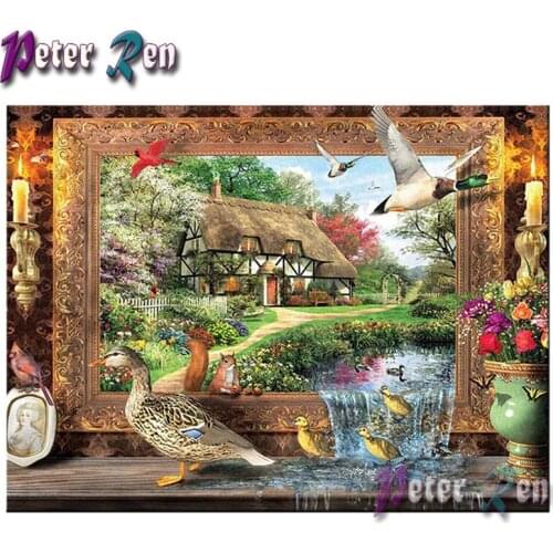 5d landscape Diamond Painting Duck crossing Embroidery full Square/round Mosaic Picture Rhinestone Living room decoration