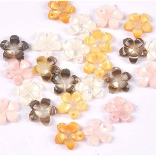 5Pcs 4 Colors Flower Shape Natural Mother Of Pearl Shell Beads For Jewelry Making Earring Diy Craft Accessories 9.5mm tr0380