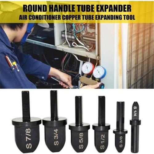 6pcs Imperial Tube Pipe Expander Support for Air Conditioner Swaging Tool 7/8 3/4 5/8 1/2 3/8 1/4 Inch Electric Reamer Head Set