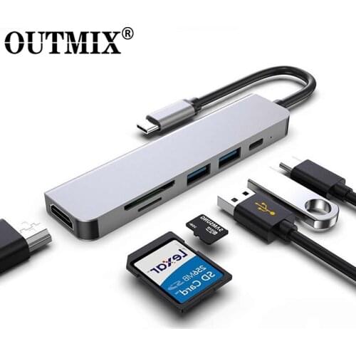 USB HUB C HUB Adapter 6 in 1 USB C to USB 3.0 HDMI-Compatible Dock for MacBook Pro for Nintendo Switch USB-C Type C 3.0 Splitter