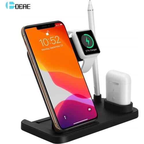 DCAE Wireless Charging Station Dock for Apple Watch 5 4 3 2 Airpods iWatch 10W Fast Qi Charger Stand For iPhone 11 Pro XS XR X 8