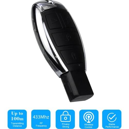 433MHz Wireless Remote Control Key Fob Smart Clone Switch 4 Buttons Portable for Electric Gate Garage Door Opener Control