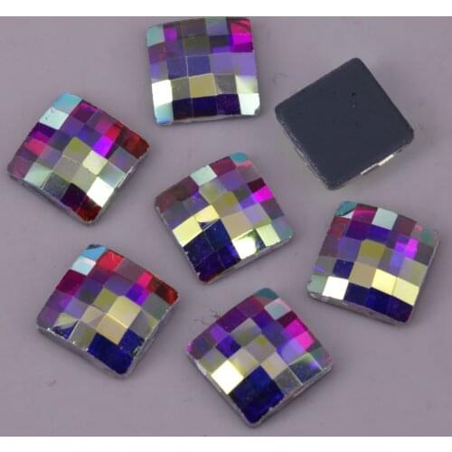 Lead Free! High Quality 8mm, 10mm Crystal AB Square Chessboard Hotfix Rhinestones / Iron On Flat Back Crystal Stones