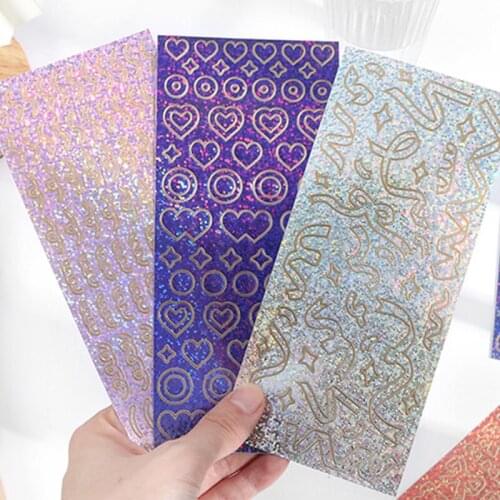 Sequins Bronzing Stickers for Decorative Kids Scrapbooking School Korean Stationery Gift Sealing New Years Stickers Aesthetic