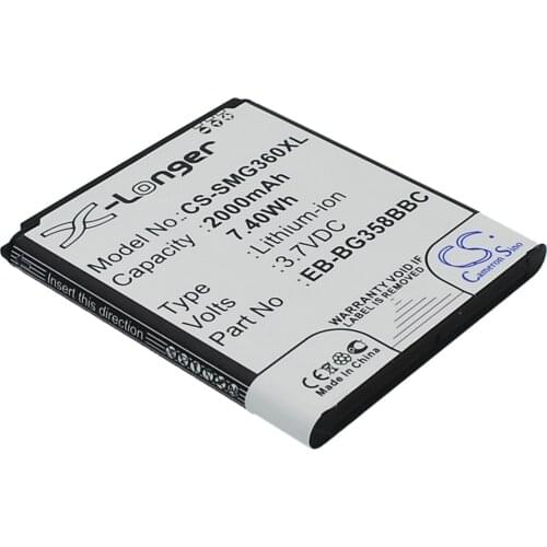 CS 2000mAh/7.40Wh battery for Samsung Galaxy Core Lite 4G TD-LTE,SM-G3588V,G3589V,G3589W EB-BG358BBC,EB-BG358BBE