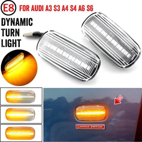 For Audi A3 S3 8P A4 S4 RS4 B6 B7 A6 S6 RS6 C6 05-08 Dynamic Turn Signal Light LED Side Marker Fender Sequential Indicator Lamp