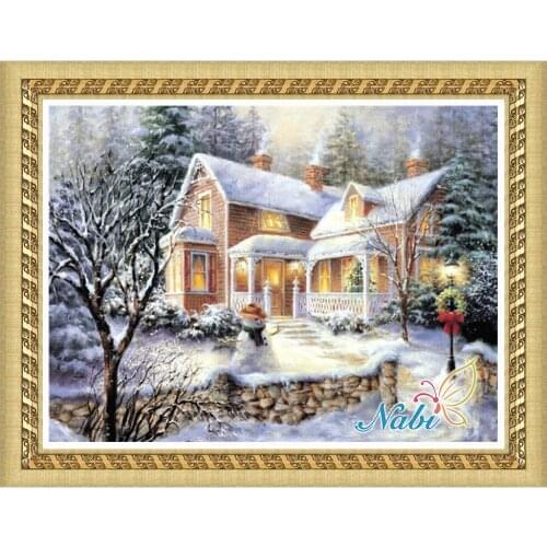 Houses crafts dmc pictures 0170R - Round Diamond embroidery cross stitch diamond mosaic painting