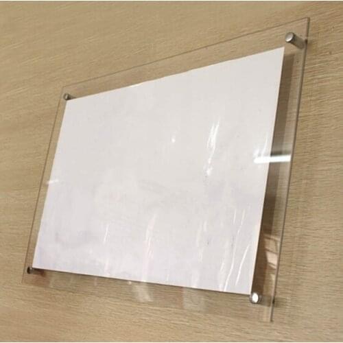 GT4166-A4) Wall Mounted Transparent Clear Acrylic Picture Photo Frame With Screws Movie Poster Display Frame