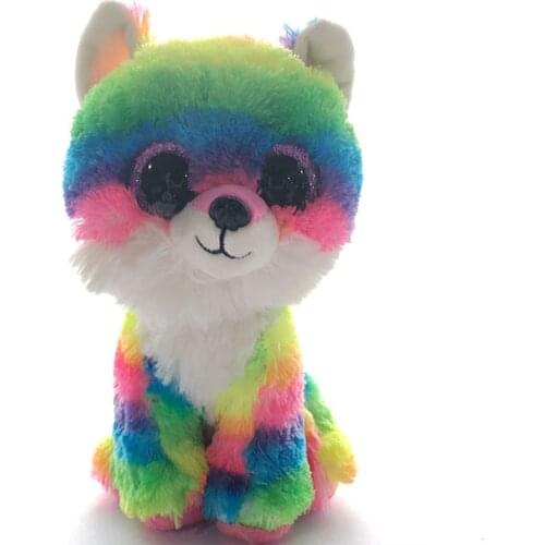 15cm Ty Beanie Big Eye Plush Toys Colorful Fox Soft Stuffed Animal Orange Fox Collection Doll Toy Children Birthday Gift