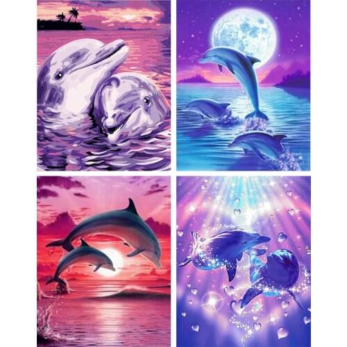 GATYZTORY 60x75cm Dolphin DIY Painting By Numbers HandPainted Animal Oil Painting Canvas Colouring Unique Gift Home Decor
