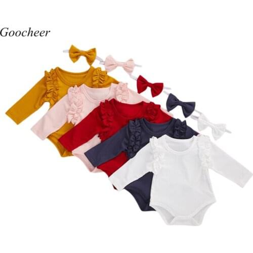 0-18M Newborn Infant Baby Girls Ruffels Romper Long Sleeve Knitted Soft Jumpsuit Playsuit Autumn Winter Warm Baby Girl Clothes