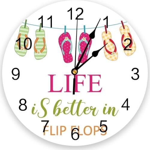 Colorful Slippers Round Wall Clock Modern Design Home Living Room Decoration Childrens Room Kitchen Table Clock