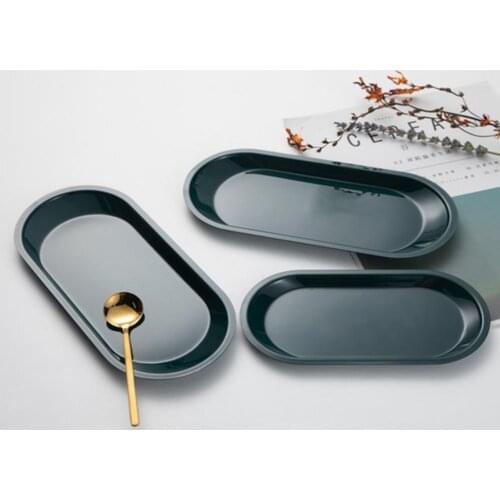 Nordic Style Oval Stainless Steel Storage Tray Simple Elegant Jewelry Earring Snack Display Tray Morden Home Decor for Household