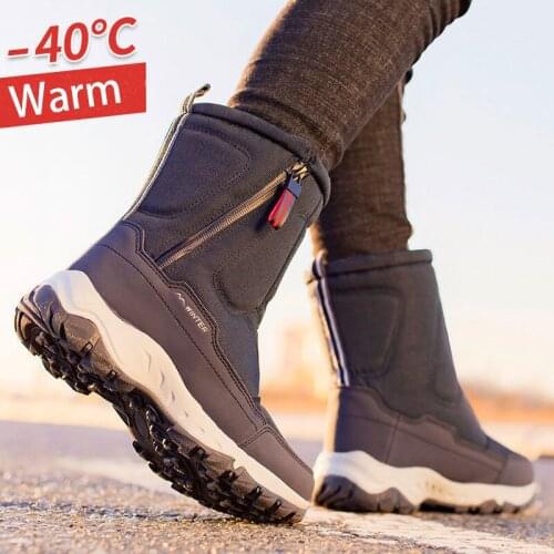 Men Winter Boots Fashion Mens Snow Boots Thicken Warm Boots Non-slip Waterproof Winter Shoes