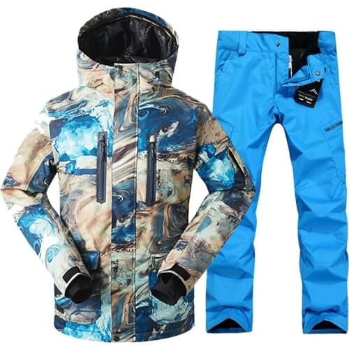 GSOU SNOW New Mens Ski Suit Assault Clothing Winter Windproof Warm Thickening Waterproof Breathable Ski Jacket Ski Pant For Men