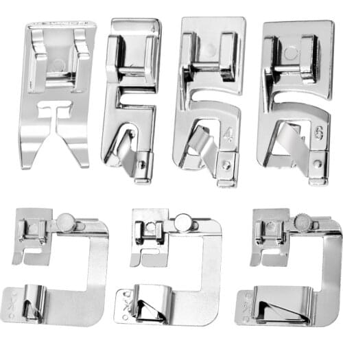 LMDZ 7 Pcs Hemming Foot Kit Straight Stitch Presser Foot Suitable for Household Multi-Function Sewing Machines Hand Tool