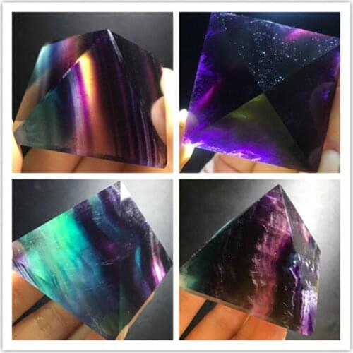 Natural Fluorite Quartz Crystal Polished pyramid Specimen Healing