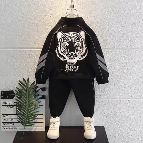 Spring Autumn boys clothes outfits boy clothing set coat + pants 2 pcs set caasual Tiger sportswear 2T to 12 Yrs
