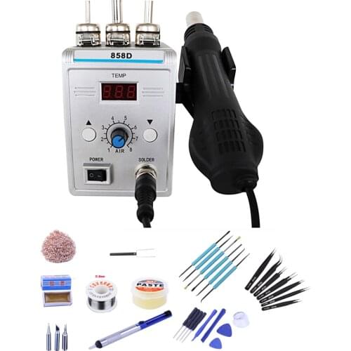 Lead-free SMD Soldering Station 858D Digital Display Hot Air Gun Desoldering Station Smart Chip Motherboard Mobile Phone Repair