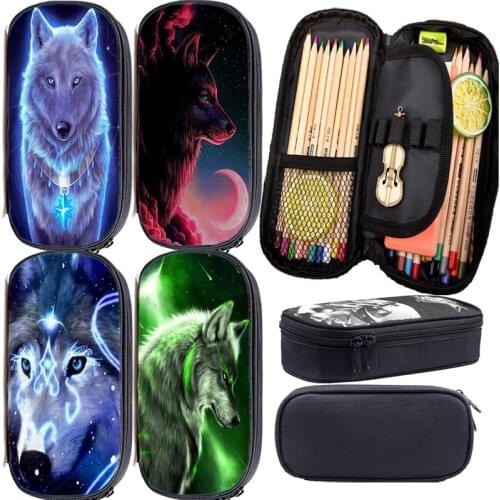 3D Animal Lion Wolf Pencil Bags Multifunction Pencil Cases Beautiful Cosmetic Case Kid Kawaii Stationery Bag Children Pencil Box