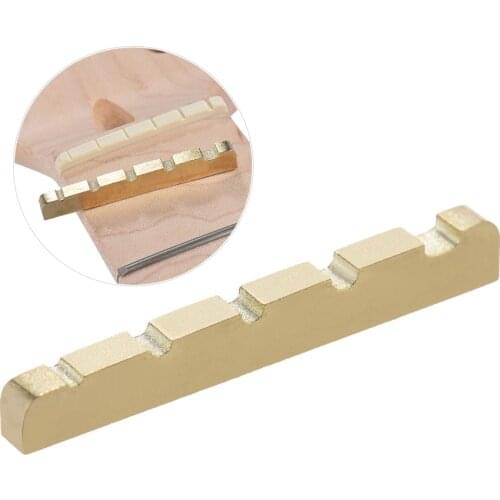 Pre-slotted Brass String Nut for 5-string Electric Bass Guitar Part Replacement 45 * 3.5 * 6-5mm Guitar Parts & Accessories