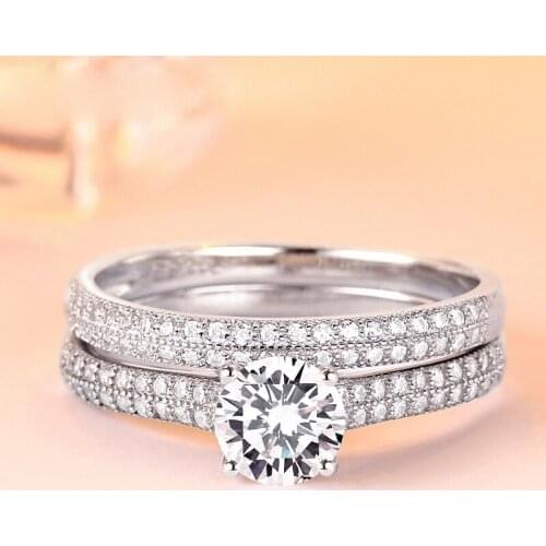 Romantic 100% 925 Sterling Silver Created Engagement Rings For Women High Carbon Diamond Sparkling Party Jewelry Fine Jewelry