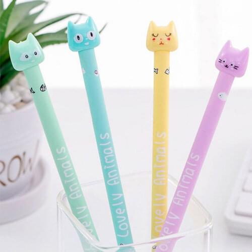 4pcs Cat Gel Pen 0.5mm Creative Cute Neutral Ink Pen Children Gift School Office Writing Supplies