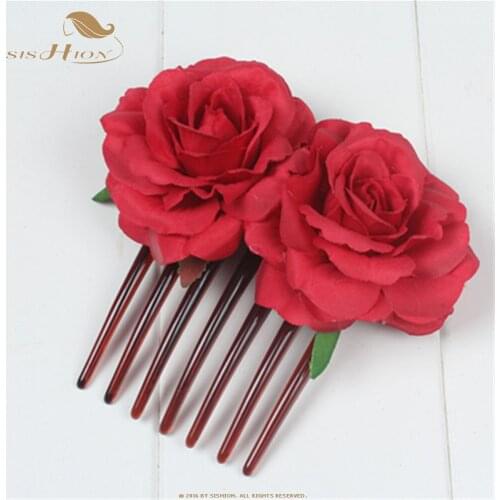 SISHION 5pcs Vintage Rose Flower Hair Combs for Bridal Fashion Handmade Wedding Jewelry Women Prom Charm Hair Accessories VD1161