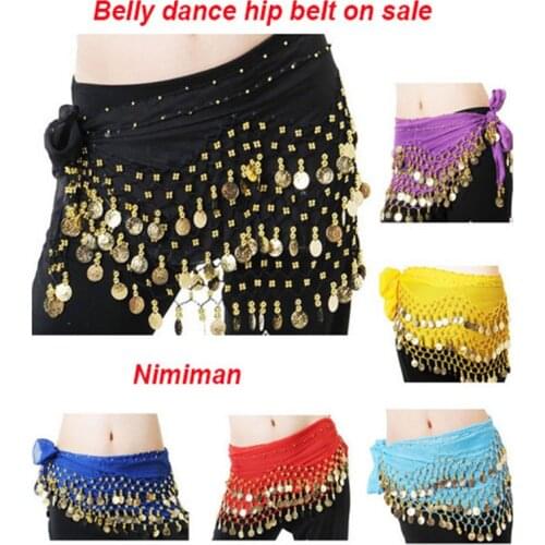 2018 High Quality New Cheap Belly Dancing Costume Hip Belt 128 Coins Belly Dance Waist Scarf for Women 13 Colors Available
