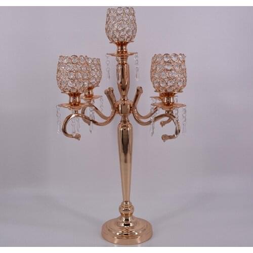 Gold Wedding candelabra crystal candle holder table center wedding decoration
