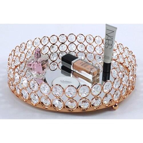 GOLD Nordic Mirror crystal Style Storage Baskets Box Simplicity Style Home Organizer For Jewelry Necklace Dessert Plate