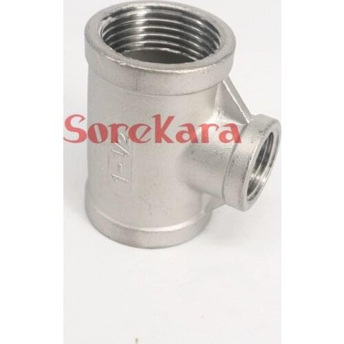 1-1/4" BSP To 1-1/2" BSP Female Thread 304 Stainless Reducing Tee 3 Way Connector Pipe Fitting water oil air