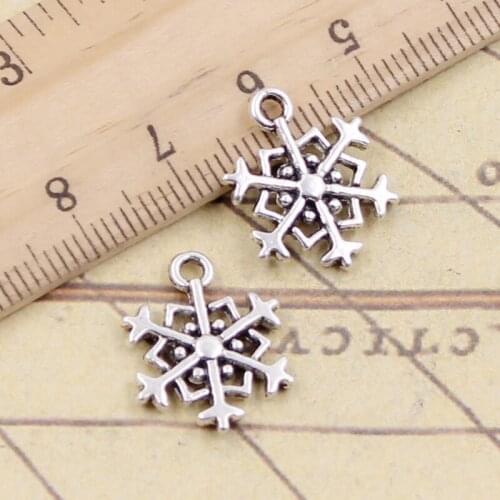 20pcs Charms Snow Snowflake 18x14mm Tibetan Silver Color Pendants Antique Jewelry Making DIY Handmade Craft Pendant
