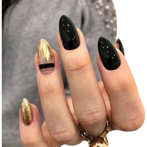 24Pcs Leopard False Nails Shiny French Nail Tips With Glue Hit Color Fake Nails Manicure Tool Nail Art Decoration