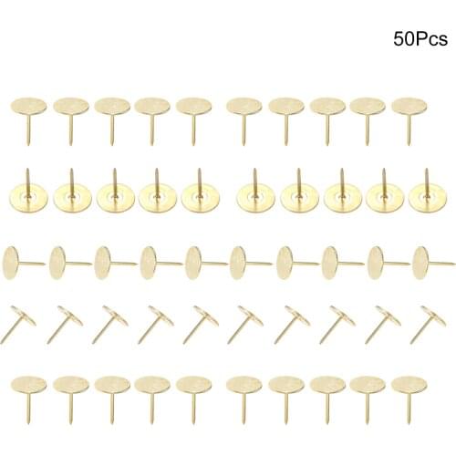 50pcs Antique Bronze/Gold Pins Metal Flat Head Nails Decorative Tacks Stud Wooden Box Case Furniture Nails Pushpin 15*19mm
