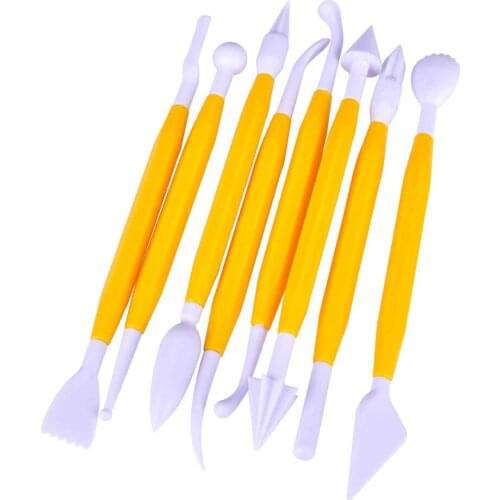8pcs 16 Head Fondant Modelling Carving Cake Decorating Flower Pastry Craft Tool Mold New Polymer Clay Mold P20
