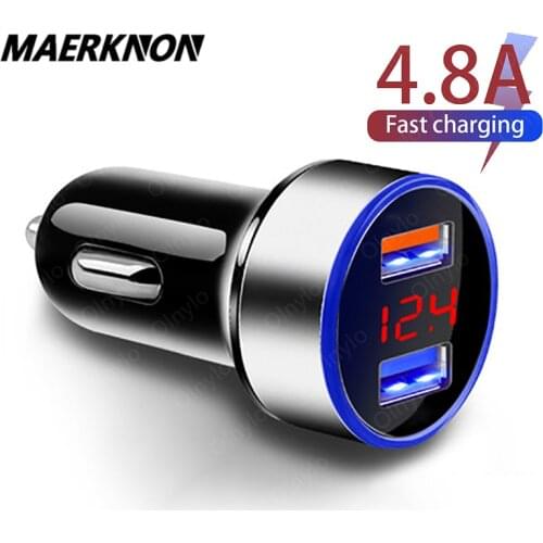 4.8A LED Display USB Phone Charger Car-Charger for Xiaomi Samsung For iPhone 11 12 Pro 7 8 Plus Mobile Phone Adapter Car Charger