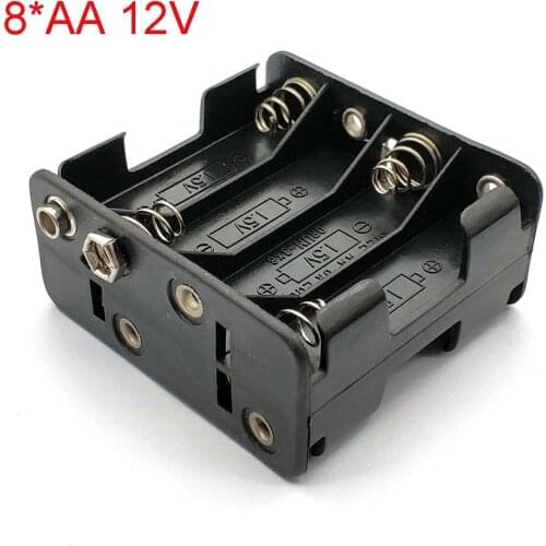 8AA 12V Battery Clip Slot Storage Holder Box Case 8*AA Batteries Stack With 9V Snap Connector