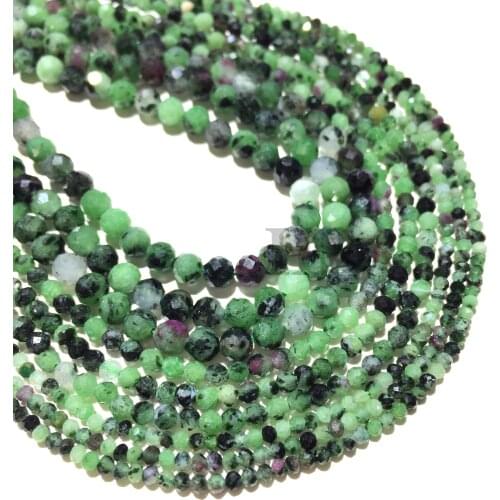 Natural Round Faceted Green Epidote Red Ruby Zoisite Gemstone Beads Original Red Green Genuine loose Beads Epidote Round Faceted