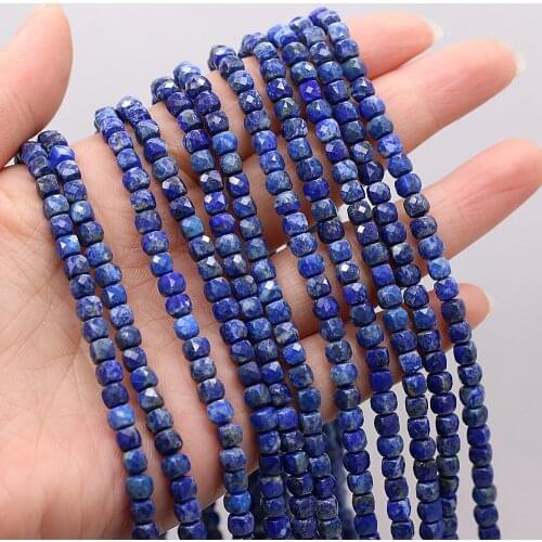 Top Quality Square Shape Lapis lazuli Beads Natural Stone Loose Faceted Bead for Jewelry Making Necklace Bracelet Accessories