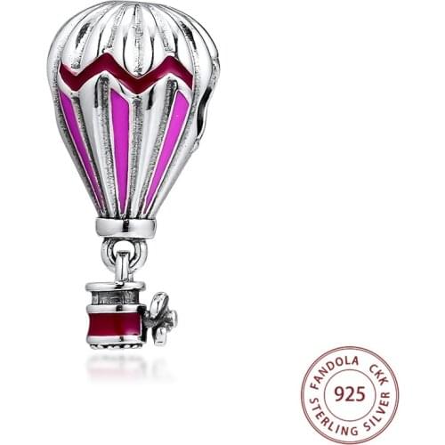 CKK 925 Sterling Silver Mixed Enamel Hot Air Balloon Charms Beads Fits Pandora Charm Bracelets Necklaces Women DIY Jewelry