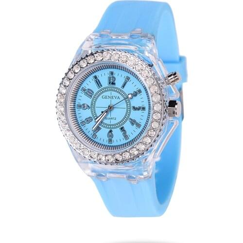 Geneva Luminous Watch Flashing Light Watch LED Luminous Student Children Watch Cross-Border Supply Watch Wholesale
