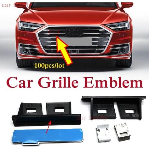 For A1 A2 A3 A4 A5 A6 A7 A8 Q1 Q3 100pcs Car metal Grille Badge Emblem Car Styling Car Front Grill Emblem Metal head hood Logo