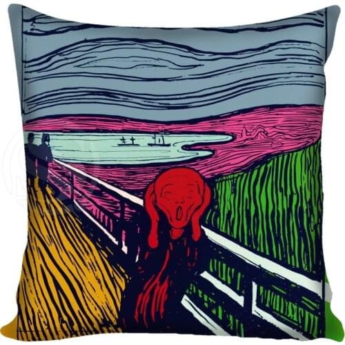 Customized Pillow Cover Decorative Pillowcase funny cream Edvard Munch Square Zipper Pillow Cover 20X20cm,35X35cm(one side)