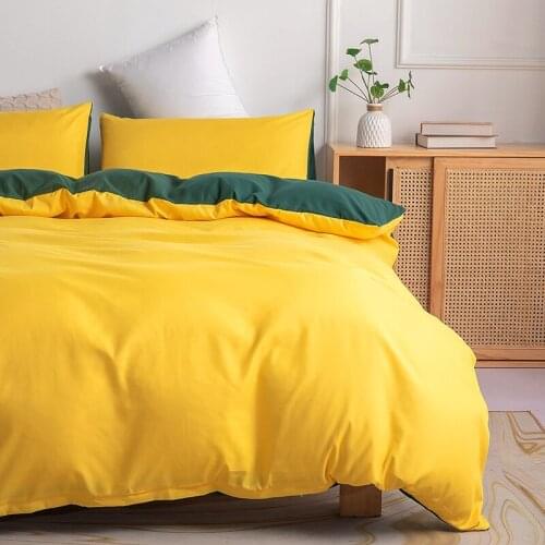 Pure Hue Duvet Cover Sets Bed Linen Bedding Set Quilt/Comforter case Pillow Covers King Queen Full Twin Size Yellow Home Textile