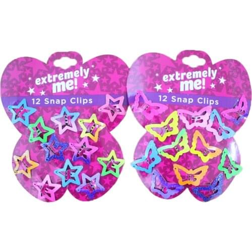 Beautiful Kids Pentagram Hair Clips Glitter BB Clips Butterfly Colors 12 Pcs Children Asymptotic Color Candy Color Star Girls