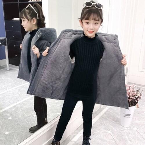 Teens Girls New Winter Fur Hooded Coats Children Girls Long Parkas Cotton Hooded Jacket Girl Long Warm Outfit 4 6 8 9 10 12Years
